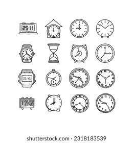 clock hand drawn doodle illustrations vector set