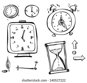 clock hand drawn draw alarm time cartoon hourglass icon vector hand drawn clock doodles clock hand drawn draw alarm time cartoon hourglass icon vector machine nails watch old elderly morning dawn art