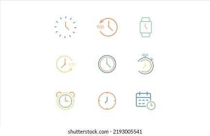 Clock hand drawn set design template, Modern vector design template