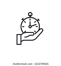 clock and hand icon. fast delivery symbol, vector.
