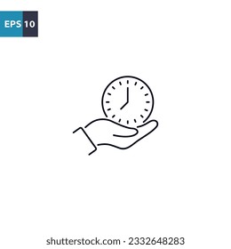 Clock in hand outline icon Vector illustration