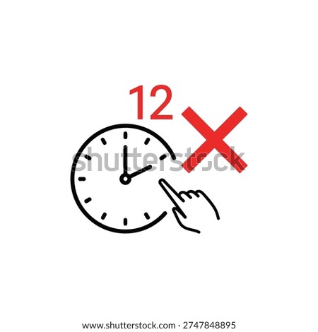 Clock with hand, time limit symbol, deadline concept, no time, expired, time out, urgent, time pressure, forbidden