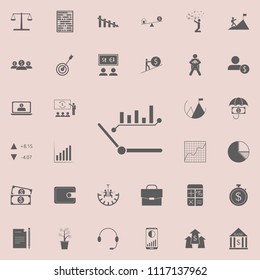clock hands and diagram icon. Detailed set of Finance icons. Premium quality graphic design sign. One of the collection icons for websites, web design, mobile app on colored background