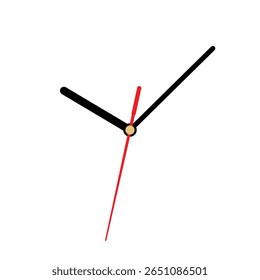 Clock hands icon. Minimal vector illustration of watch mechanism with hour, minute, and second arrows. Isolated.