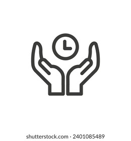 Clock in hands icon. Symbol icon for time management or appointments