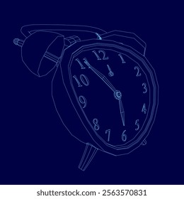 Clock with the hands on the number 11 and 6. The clock is blue