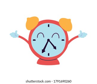 clock with happy face cartoon, school supplies vector illustration design