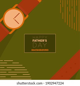 Clock Happy fathers day in green background holiday - Vector