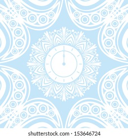 Clock happy new year card vector illustration