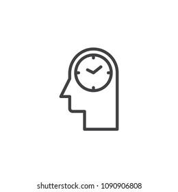 Clock head outline icon. linear style sign for mobile concept and web design. time management simple line vector icon. Symbol, logo illustration. Pixel perfect vector graphics
