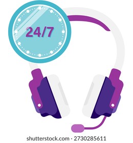 clock and headset and help center illustration