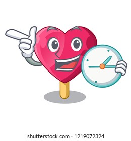 With clock heart character ice cream on candy