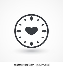 Clock with Heart. With no Minute and Hour Hand. Eternity of True Love Symbol. Vector illustration flat design