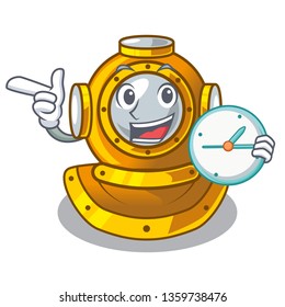 With clock helmet diving isolated in the cartoon