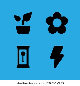 clock, high voltage, flower and plant icons vector in sample icon set for web and graphic design