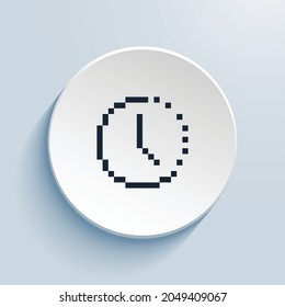 clock history pixel art icon design. Button style circle shape isolated on white background. Vector illustration