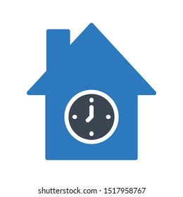 clock home glyph colour vector icon