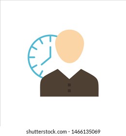 Clock, Hours, Man, Personal, Schedule, Time, Timing, User  Flat Color Icon. Vector icon banner Template. Vector Icon Template background