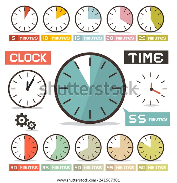 Clock Hours Vector Set Flat Design Stock Vector (Royalty Free) 241587301