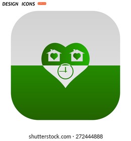 clock, House with Heart Icon. icon. vector design