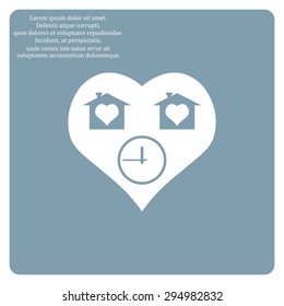 clock, House with Heart Icon. icon. vector design