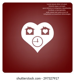 clock, House with Heart Icon. icon. vector design
