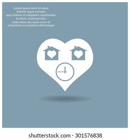 clock, House with Heart Icon. icon. vector design