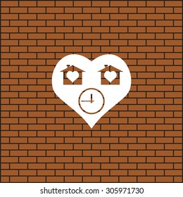 clock, House with Heart Icon. icon. vector design
