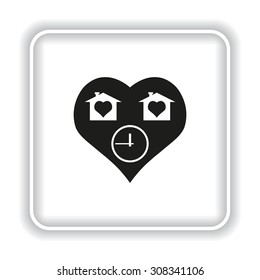 clock, House with Heart Icon. icon. vector design