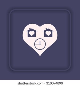 clock, House with Heart Icon. icon. vector design