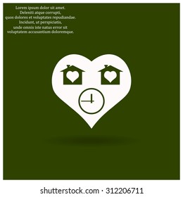 clock, House with Heart Icon. icon. vector design
