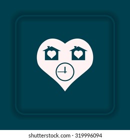 clock, House with Heart Icon. icon. vector design