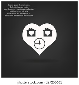 clock, House with Heart Icon. icon. vector design