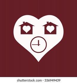clock, House with Heart Icon. icon. vector design