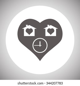 clock, House with Heart Icon. icon. vector design
