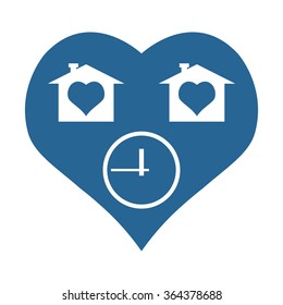 clock, House with Heart  icon, vector illustration. Flat design style