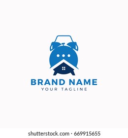 Clock with house logo design, Stop watch vector logo