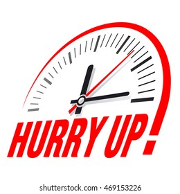 Clock. Hurry up! Vector illustration.