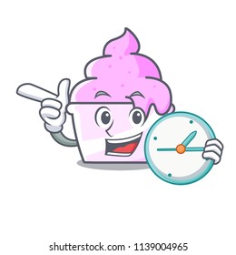 With clock ice cream paper cup character cartoon