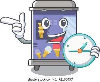 With clock ice cream vending machine isolated the cartoon