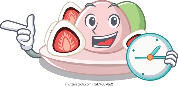 With clock ichigo daifuku with the cartoon shape