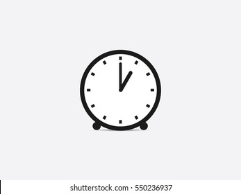 Clock icon, 1 o'clock vector illustration on gray background