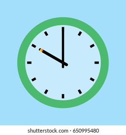 Clock icon. 10 O'clock vector illustration on blue background.