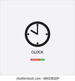 Clock icon. 10 O'clock vector illustration on light gray background.