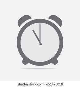 Clock icon. 11 O'clock vector illustration on light gray background.