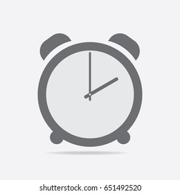 Clock icon. 2 O'clock vector illustration on light gray background.