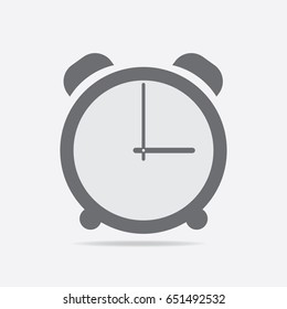 Clock icon. 3 O'clock vector illustration on light gray background.