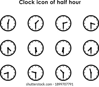 Clock Icon 30-minute Variation Set, Half Hour