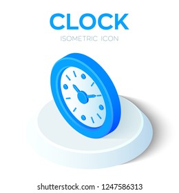 Clock Icon. 3D Isometric Clock sign. Time symbol. Created For Mobile, Web, Decor, Print Products, Application. Perfect for web design, banner and presentation. Vector Illustration.