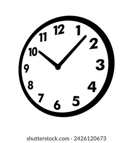 Clock icon with 3D perspective. Simple and minimalist black and white clock.